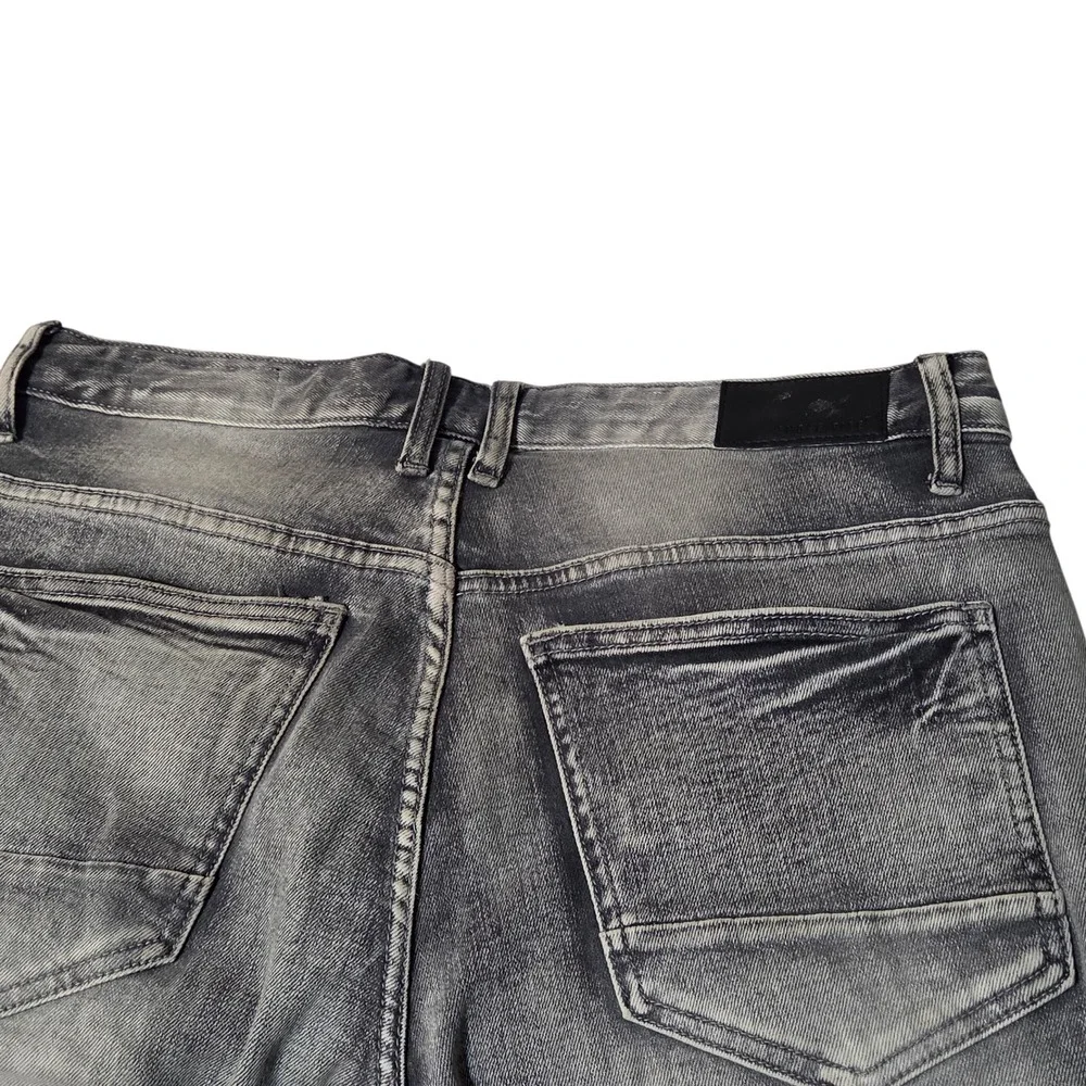 Smoke Rise Cargo Jeans Mens 32x32 Gray Moto Biker Slim Fit Denim Pants